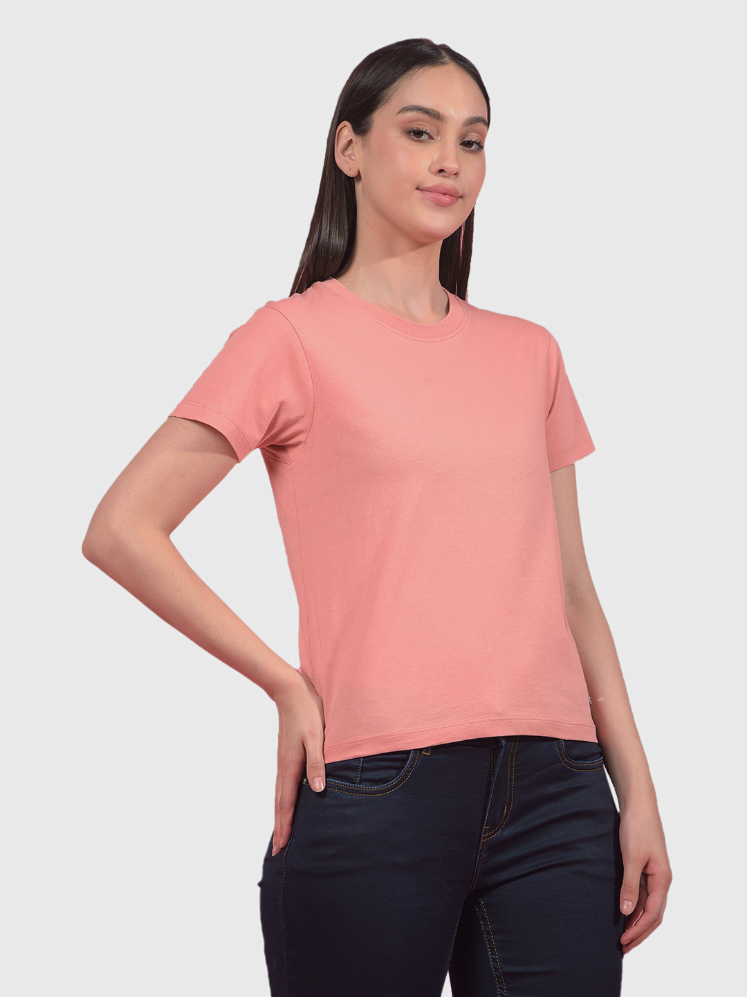 Numero Uno Women Solid Peach T-Shirt